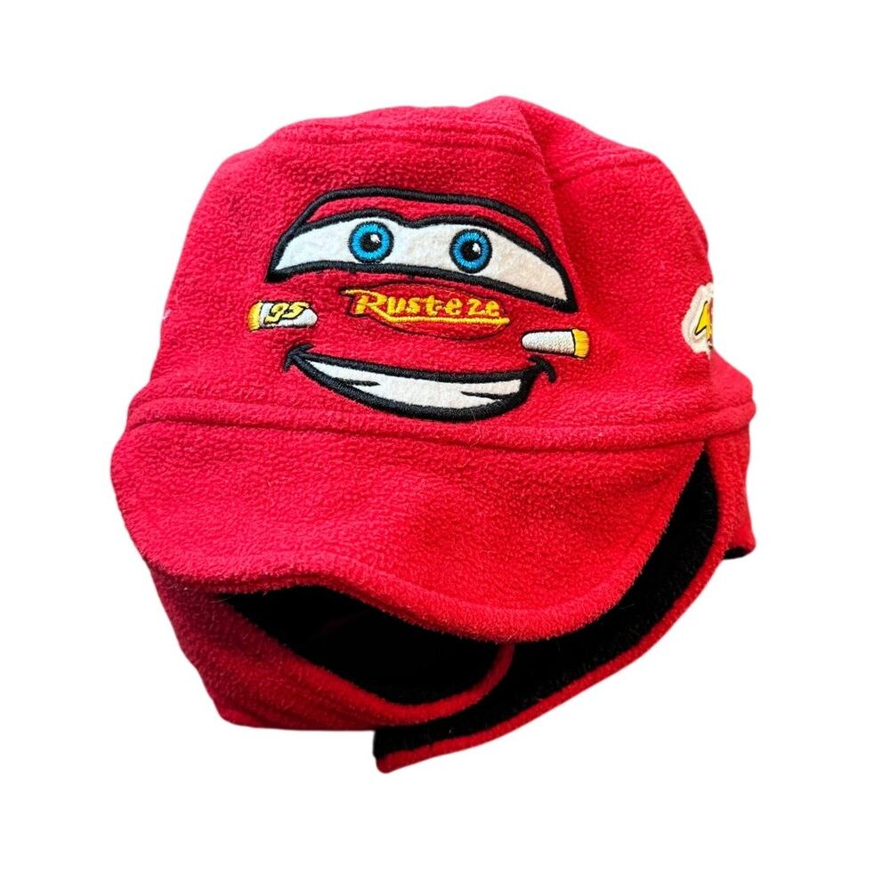 Disney Cars Pixar Lightning McQueen Fleece Winter Hat Cuff Beanie Red Toddler OS